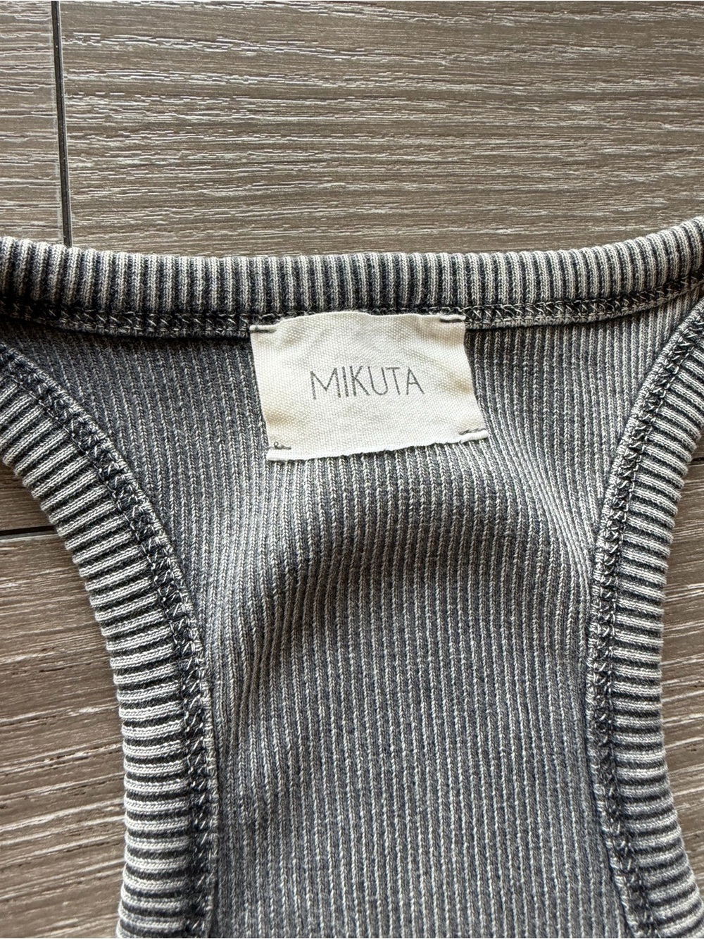Ribbed Racerback Tank Top - Gray - Picture 3 of 4